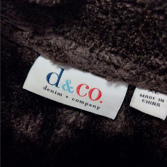 DENIM & CO.! RICH ESPRESSO BROWN VEGAN SUEDE & SHEARLING LINED JACKET! SZ XL - Picture 12 of 14